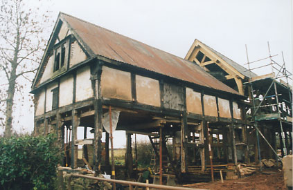 timber frame house before restoration
